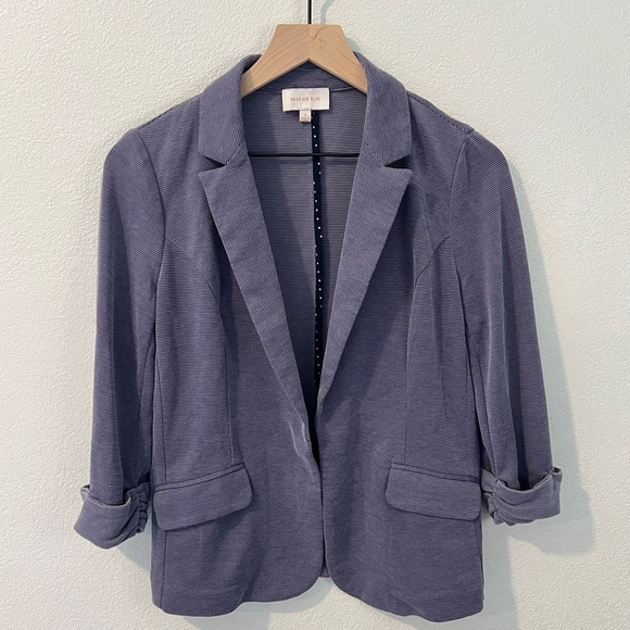 Skies Are Blue Size S Purple Stretch Knit Cuffed 3/4‎ Sleeve Open Front Blazer - Picture 1 of 12